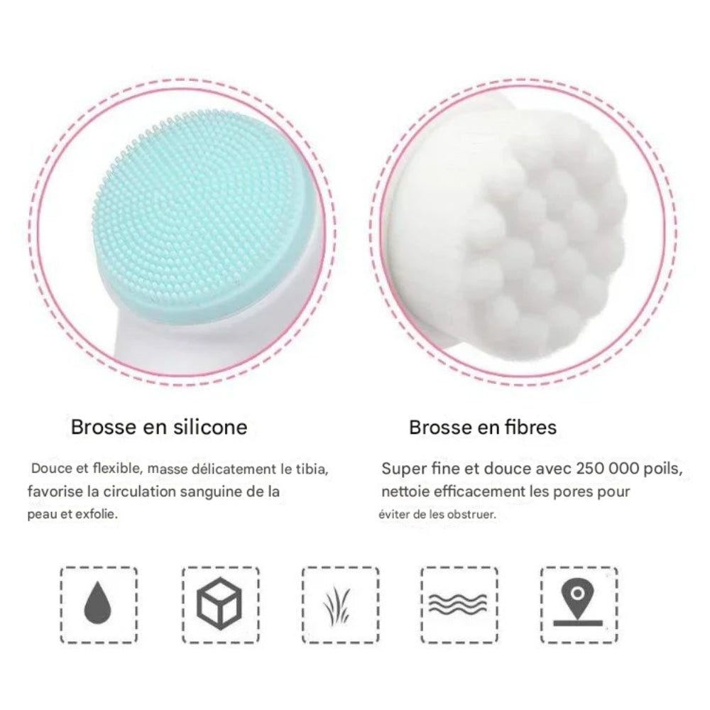 Brosse Nettoyante : Nettoyage double face pour un visage éclatant